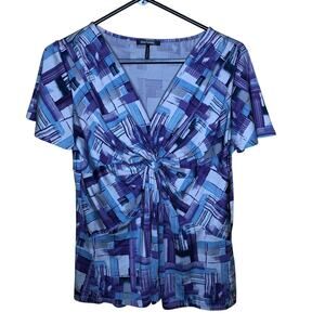 Daisy Fuentes Purple Petite Knot Front Blouse L